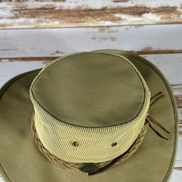 Barmah Hat Canvas Drover Outback Mesh Khaki Vented Safari Mens Size MD Medium - Picture 5 of 7
